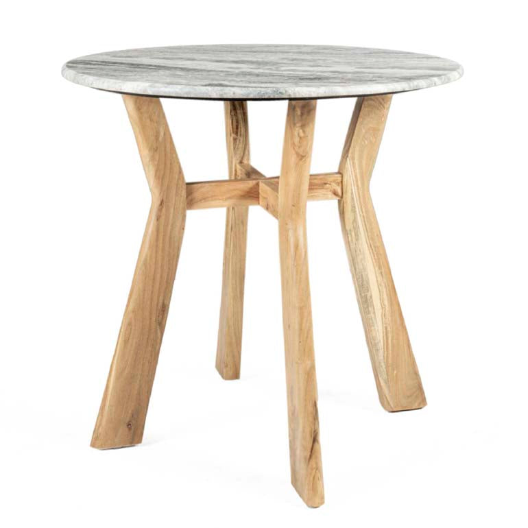 Bistro table acacia wood marble top fantasy green 76x76x76