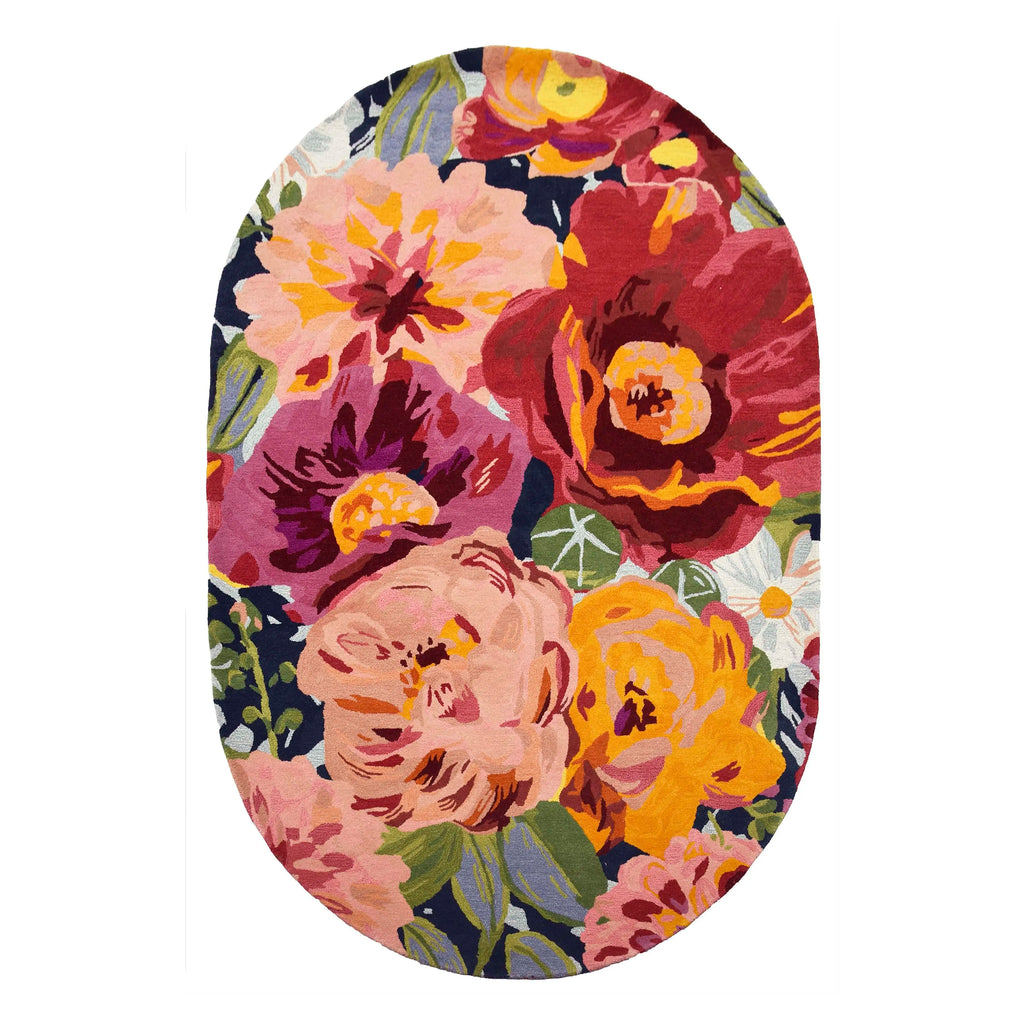 Rug hand tufted MARIANA oval multicolor wool 300x400