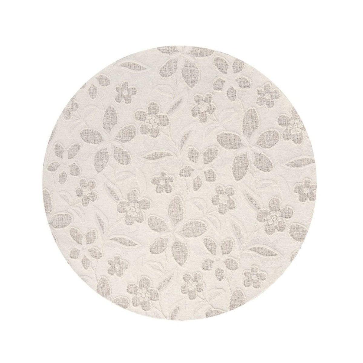 Vloerkleed ROSALINDA 100% wol Ø180cm wit