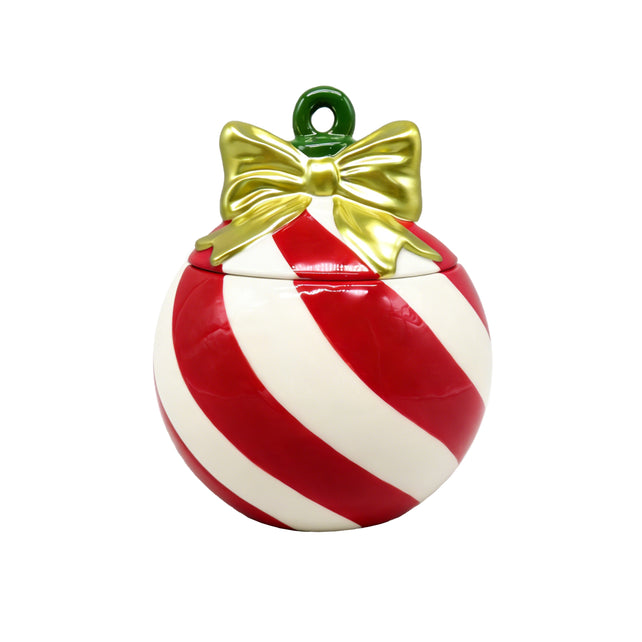 Pot REJOICE met deksel 20x19x23cm rood wit