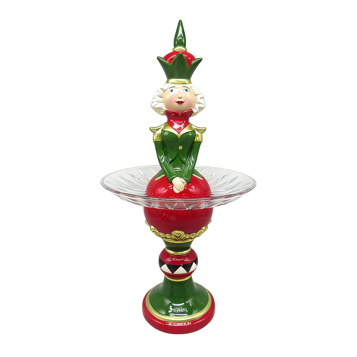 Bord REJOICE op standaard Ø25x49cm rood groen