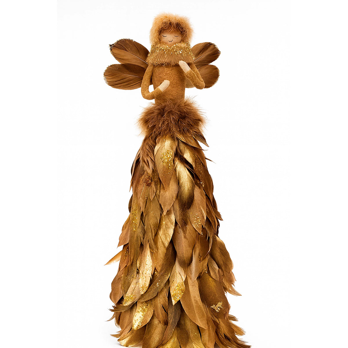 Decorative angel feathers brown/gold 31x31x70