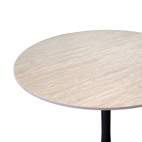 2x Bistrotisch BRENNER Sinterstein Ø80x75cm beige