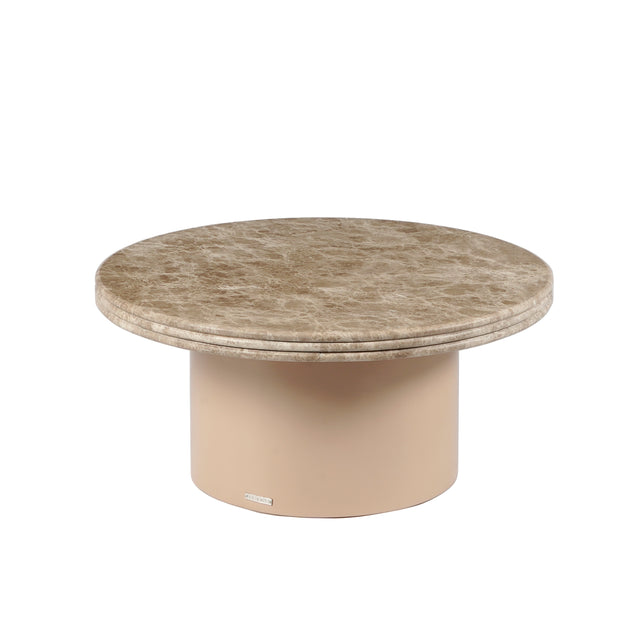 Couchtisch BRYN mit Marmorplatte Ø76x35cm beige