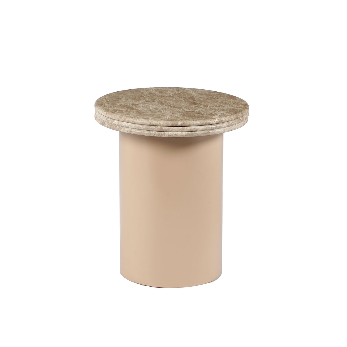 Side table BRYN w/marble top Ø45x51cm beige