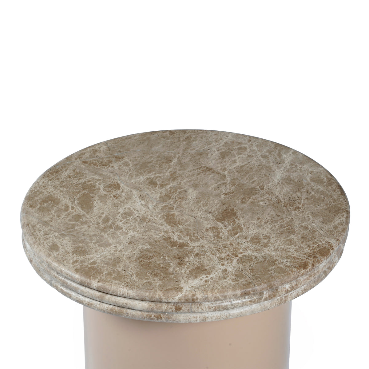 Beistelltisch BRYN m. Marmorplatte Ø45x51cm beige