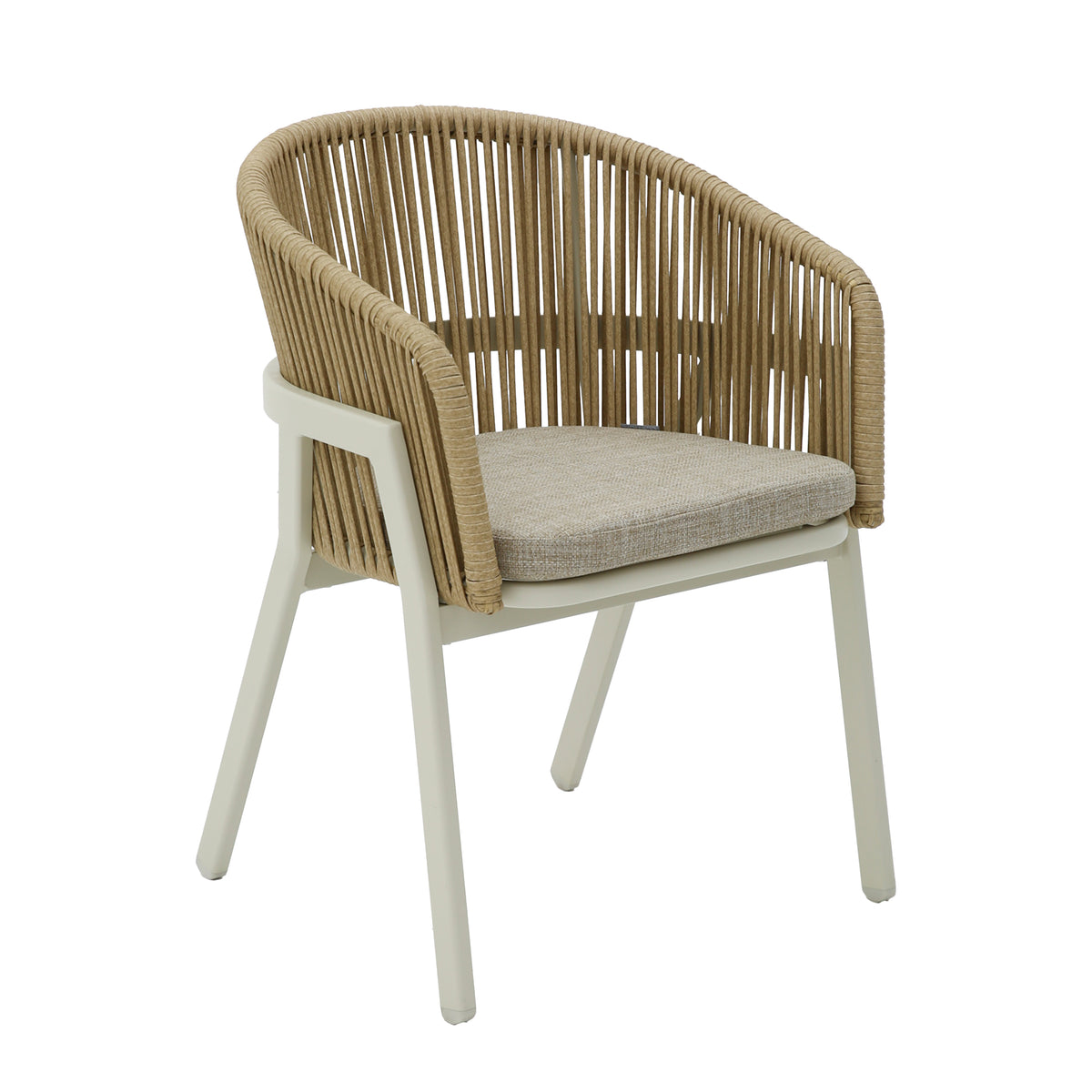 2x Outdoor eetkamerstoel CANCUN met rotan 59x58x79cm crème