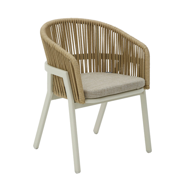 2x Outdoor-Esstischstuhl CANCUN m.Rattan 59x58x79cm creme