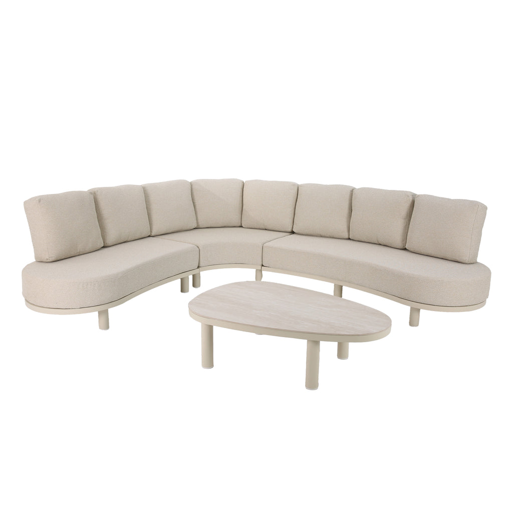 Complete buiten loungeset MORELIA 4-delig 195x145x71cm créme