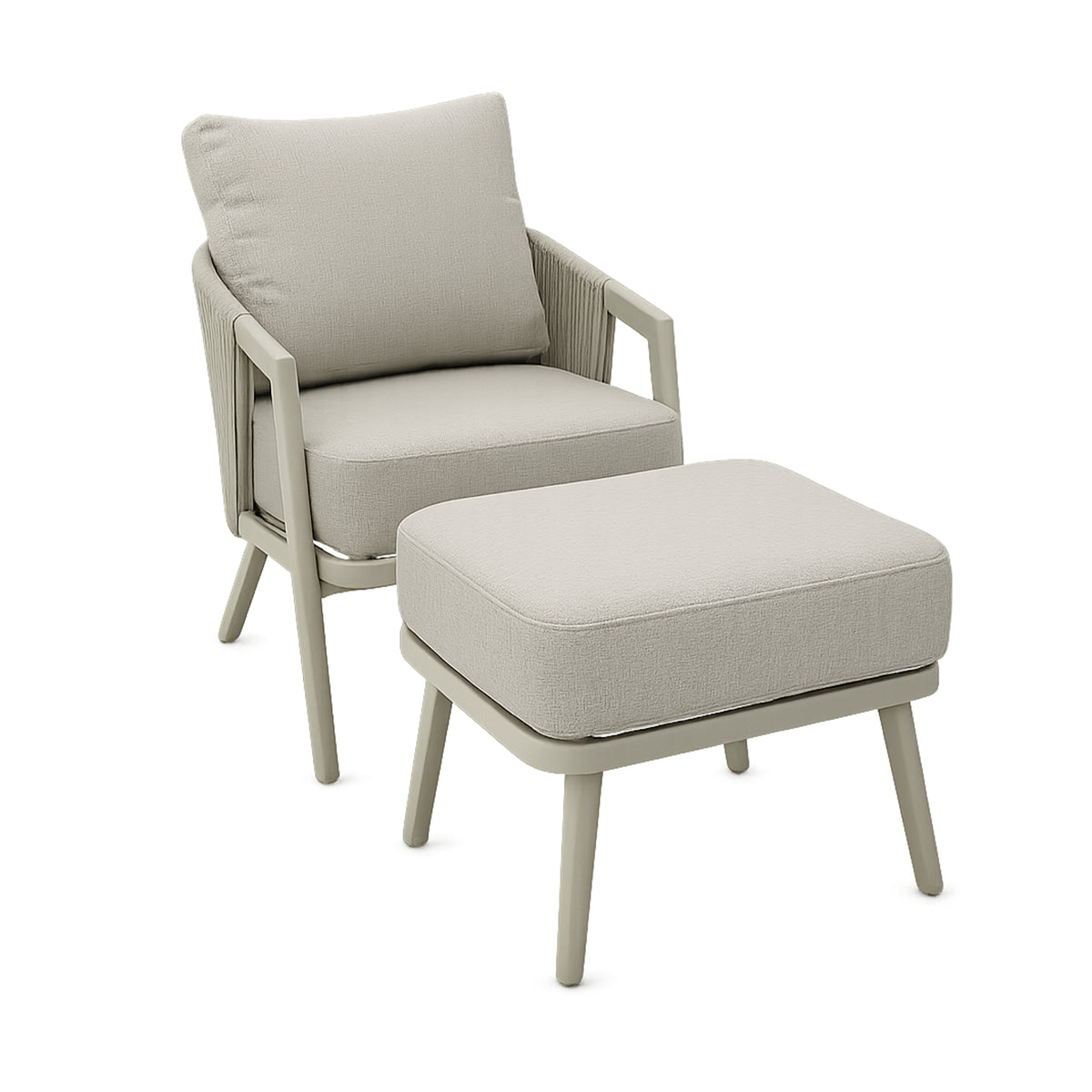 Buitenfauteuil TEQUILA met voetensteun 67x77x73cm crème
