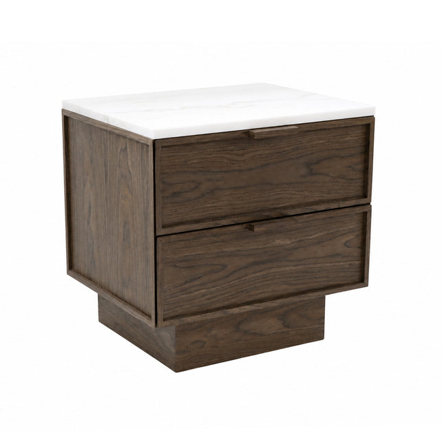 Bedside NUVORO w/marble 50x43x51cm dark walnut