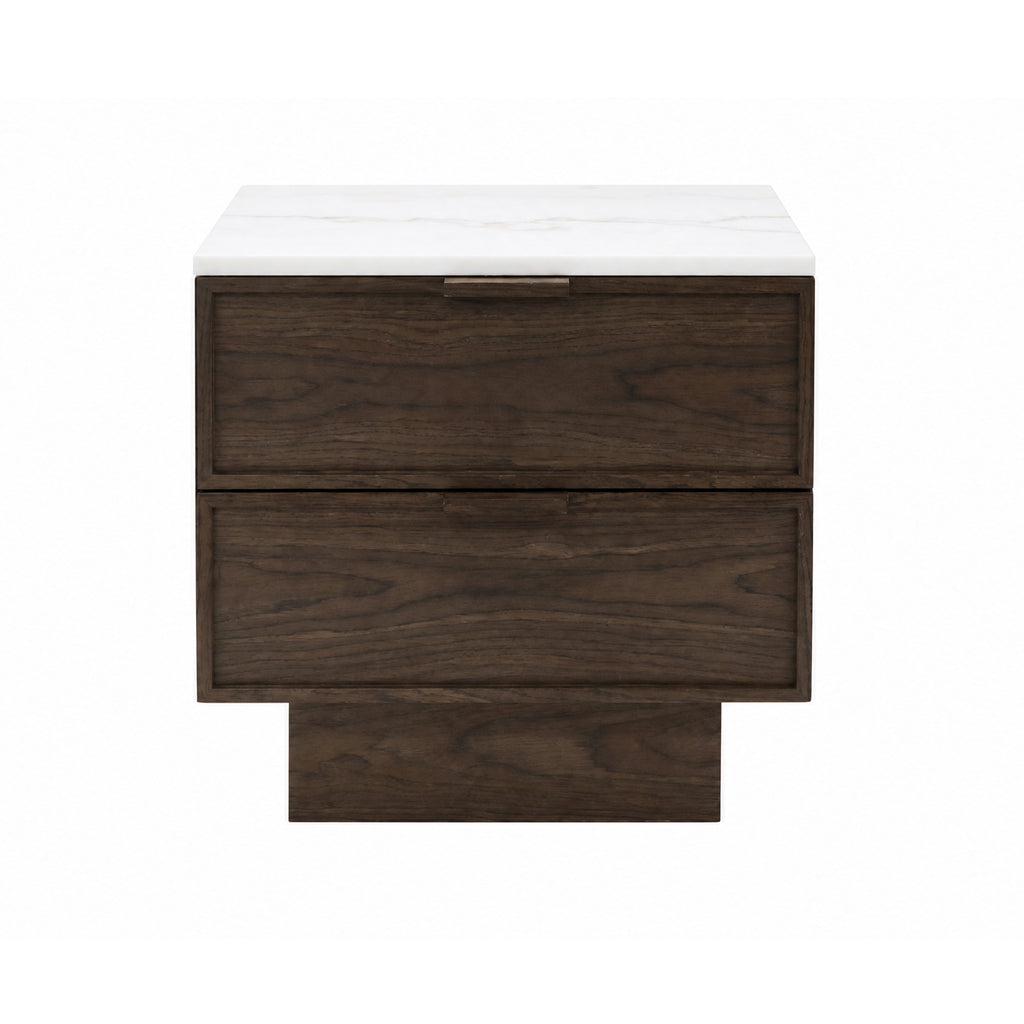 Nachttisch NUVORO m. Marmor 50x43x51cm dunkel Walnuss