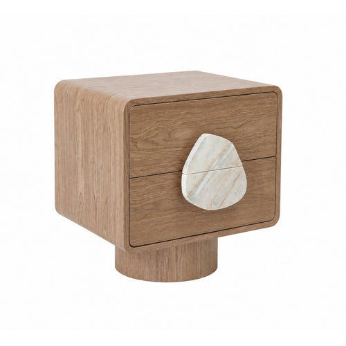 Bedside LUNARO w/marble 54x44x55cm light walnut