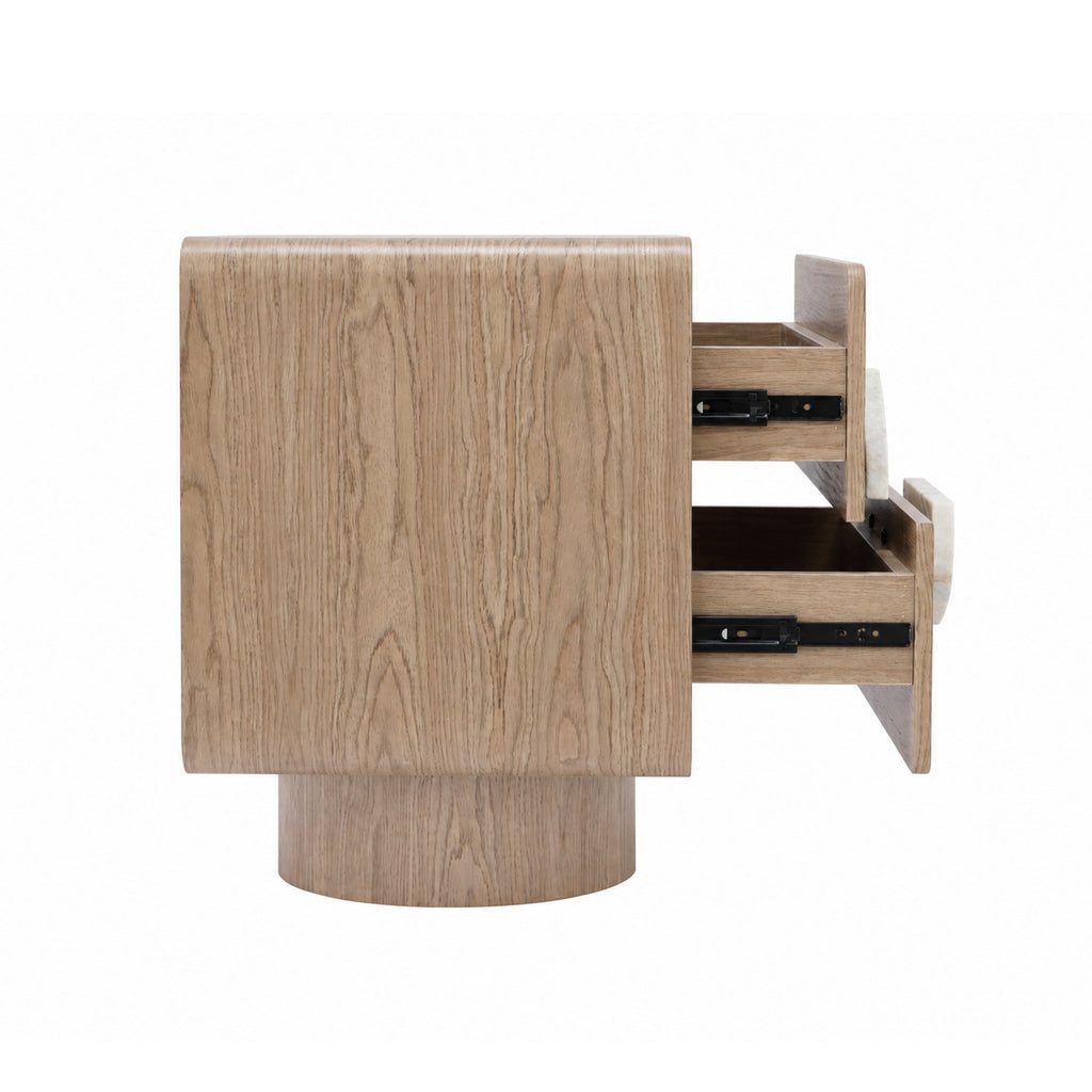Bedside LUNARO w/marble 54x44x55cm light walnut