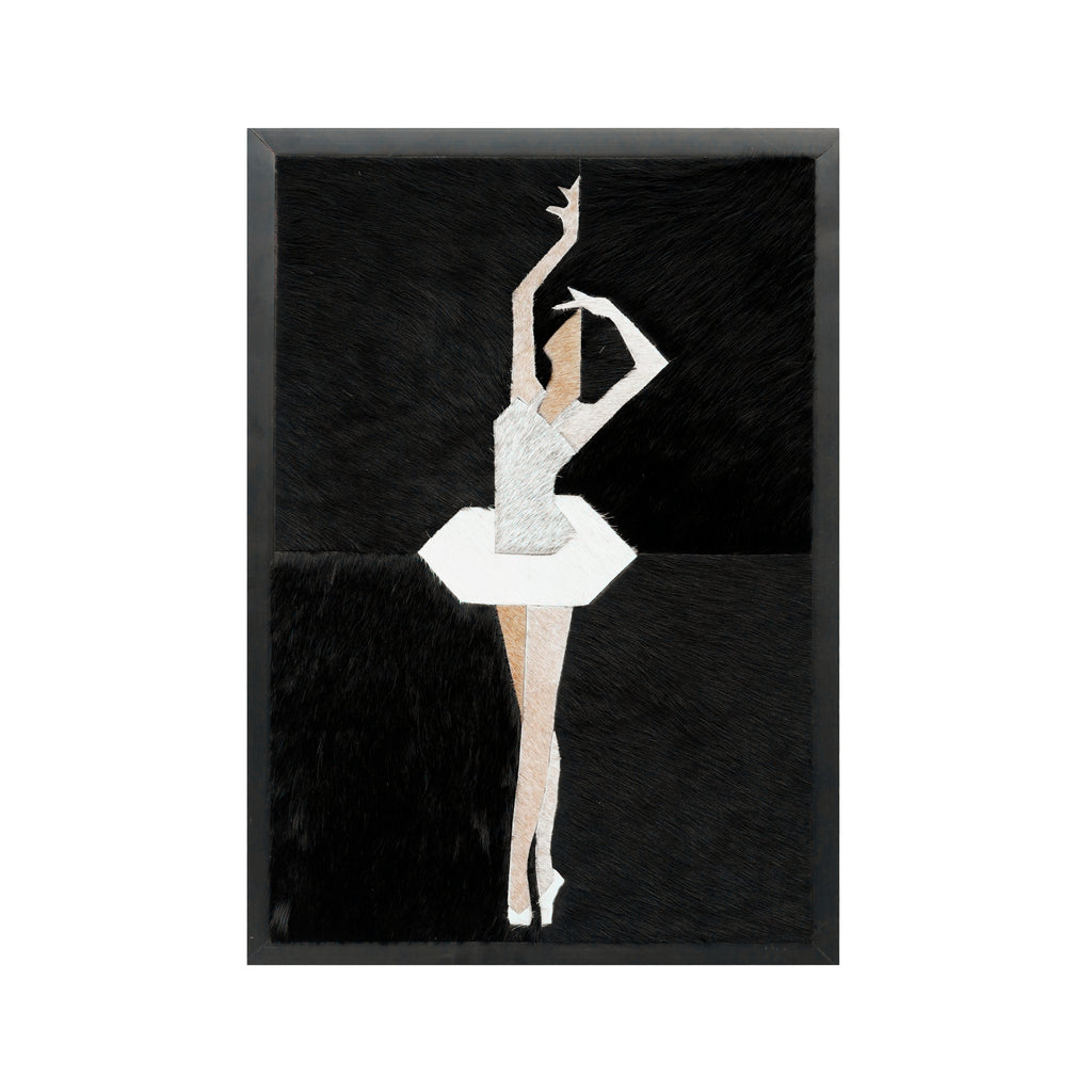 Wanddecoratie AMANI 100% leer 40x60cm zwart wit