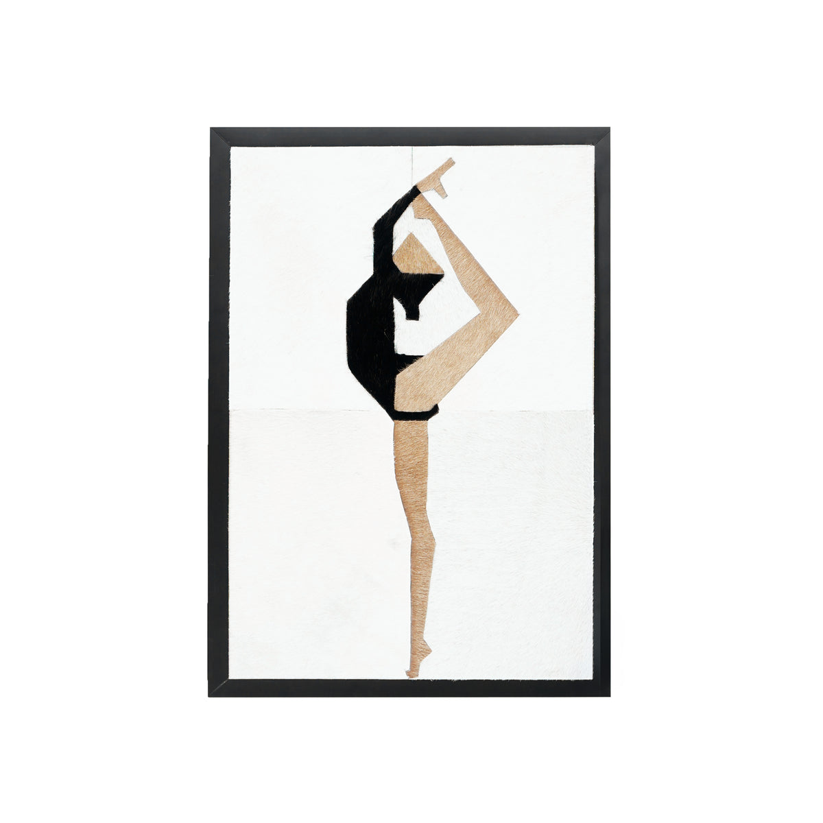 Wall art JABARI 100% leather 40x60cm white black