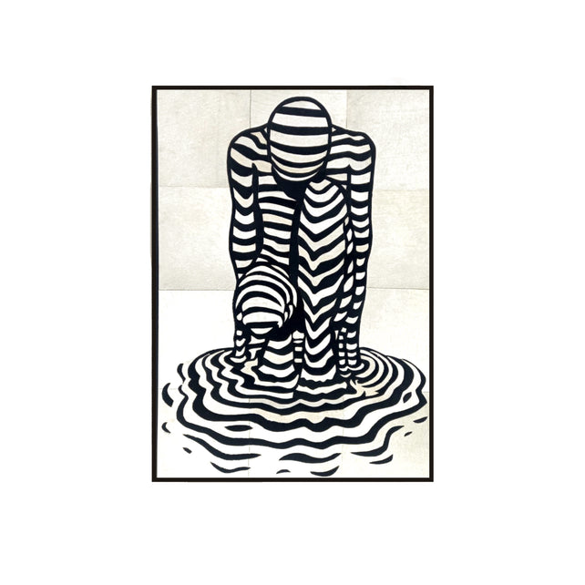 Wall art SANA 100% leather 90x150cm white black