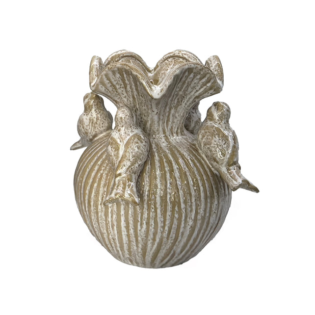 Vase LOTTE ceramic Ø20x21cm white brown