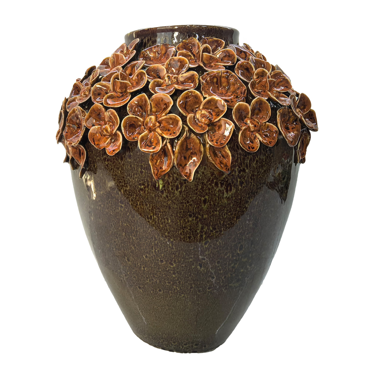 Vase STELLA ceramic Ø37x43cm dark green orange