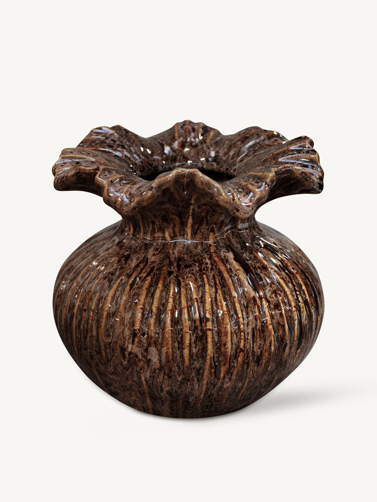 Vase RUFUS ceramic Ø18x18cm brown mix