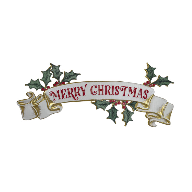 Decorative x-mas sign CHEER 60x25cm white w/gold