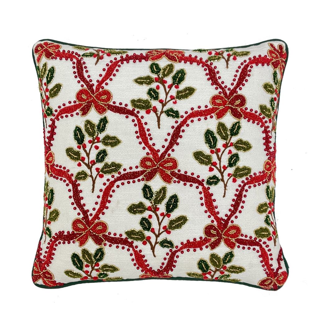 Kissen Weihnachten JETTE 45x45cm beige m/rot