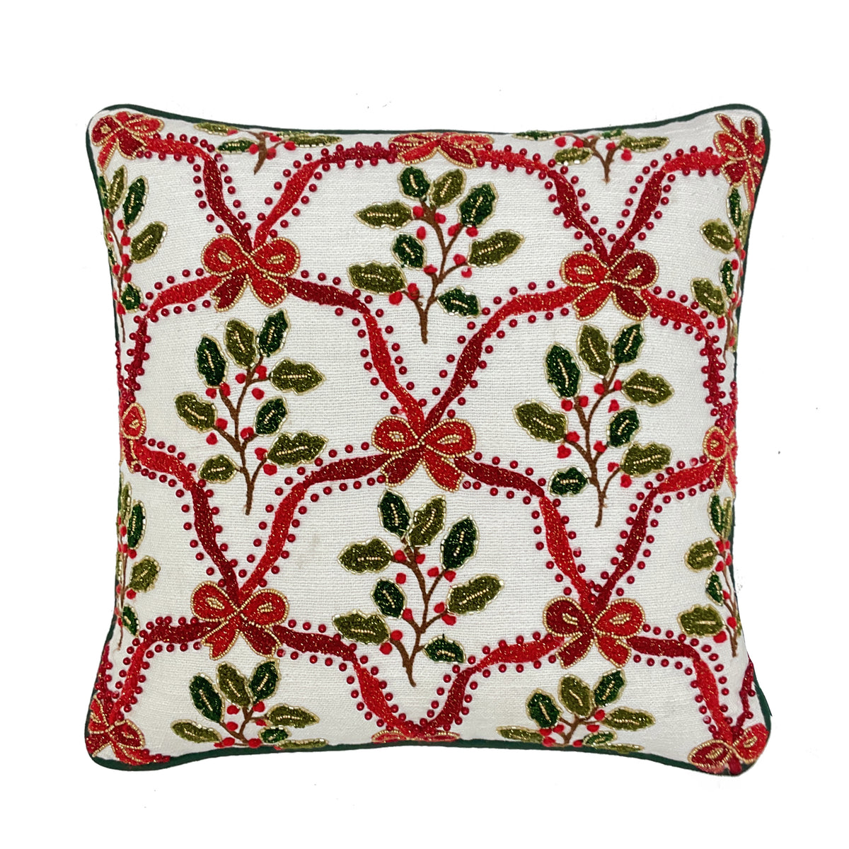 Cushion x-mas JETTE 45x45cm beige w/red