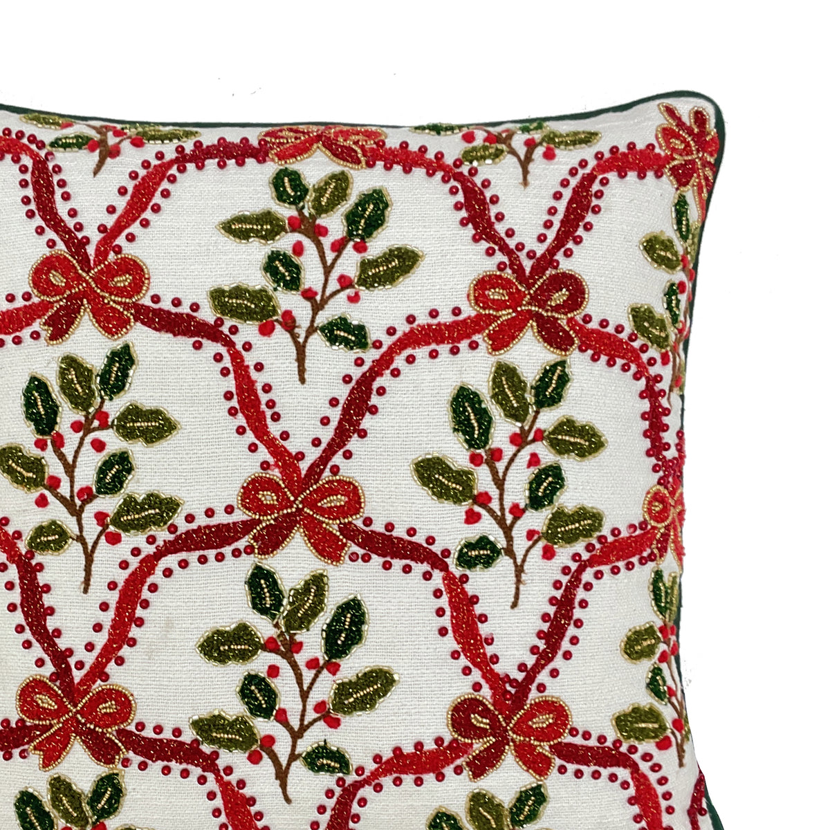 Kissen Weihnachten JETTE 45x45cm beige m/rot