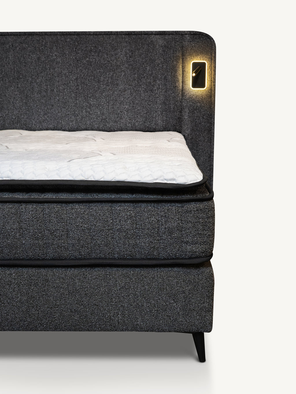 Boxspring EMPERIAL w/lights 140x200cm charcoal