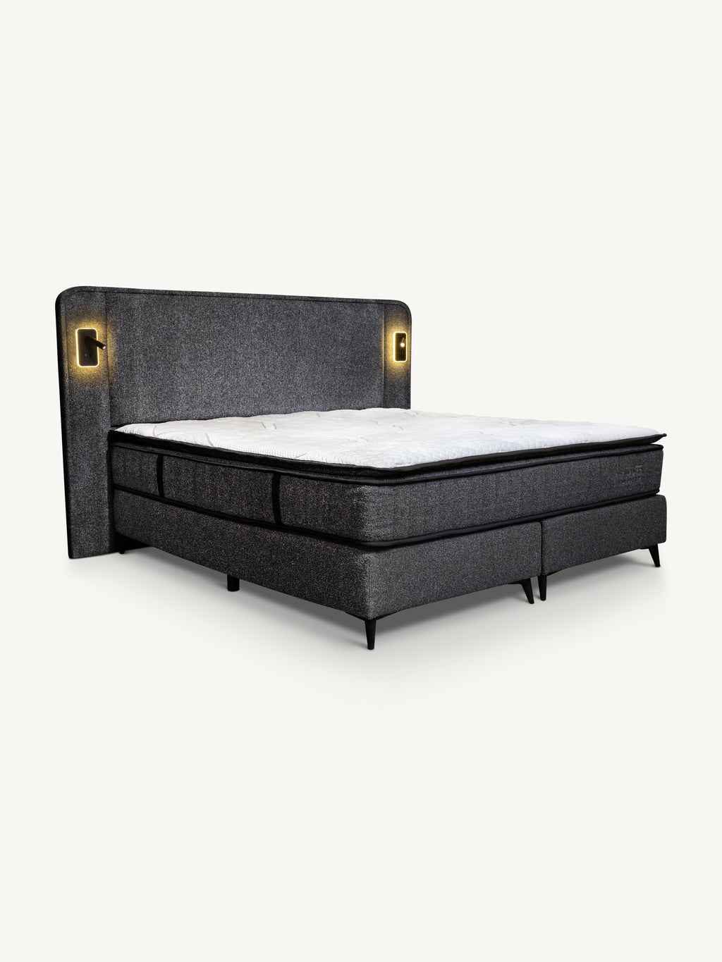 Boxspring EMPERIAL w/lights 160x200cm charcoal