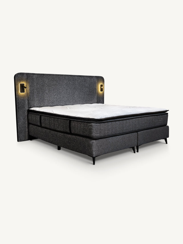 Boxspring EMPERIAL w/lights 160x200cm charcoal
