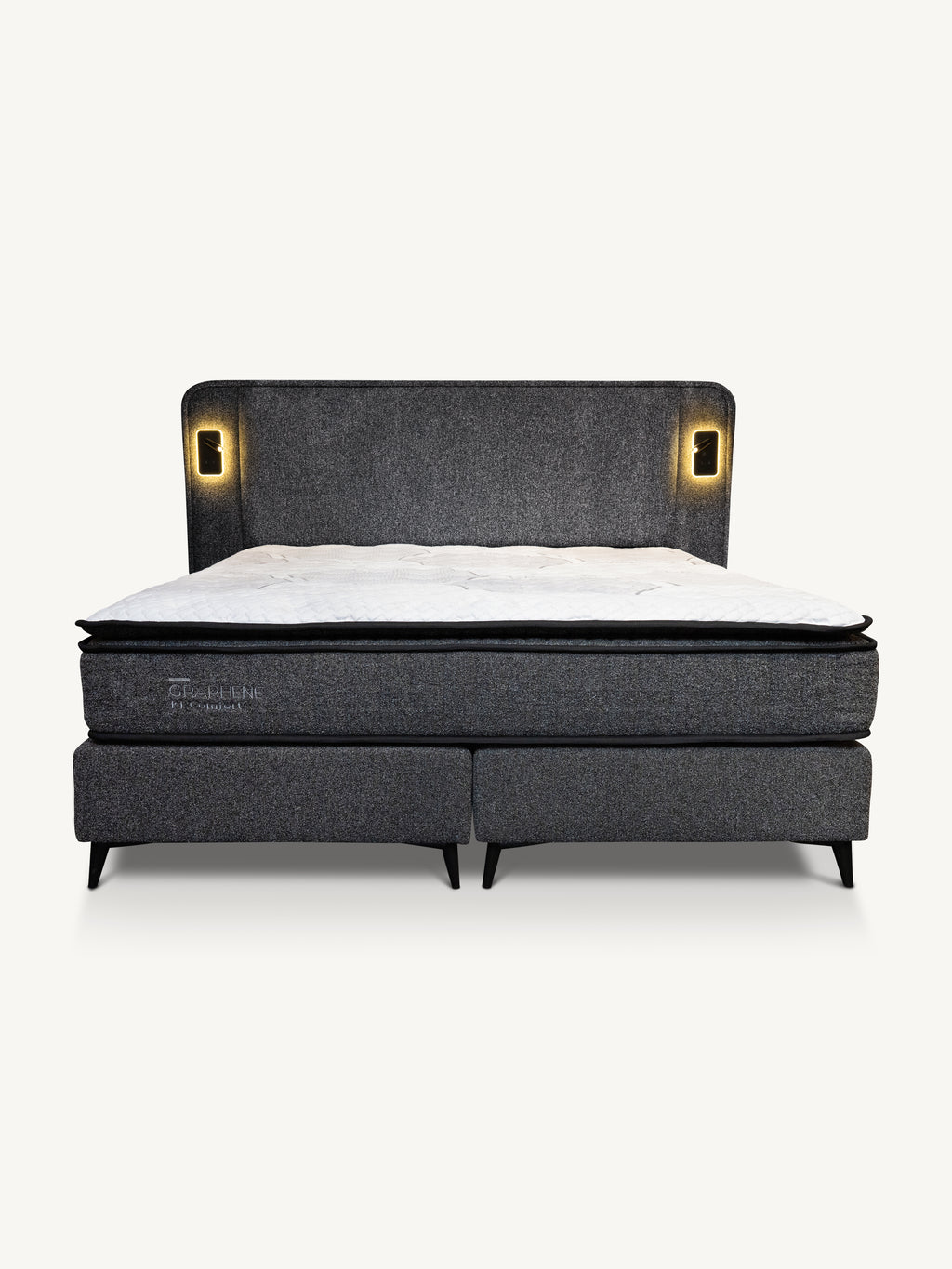 Boxspring EMPERIAL w/lights 160x200cm charcoal