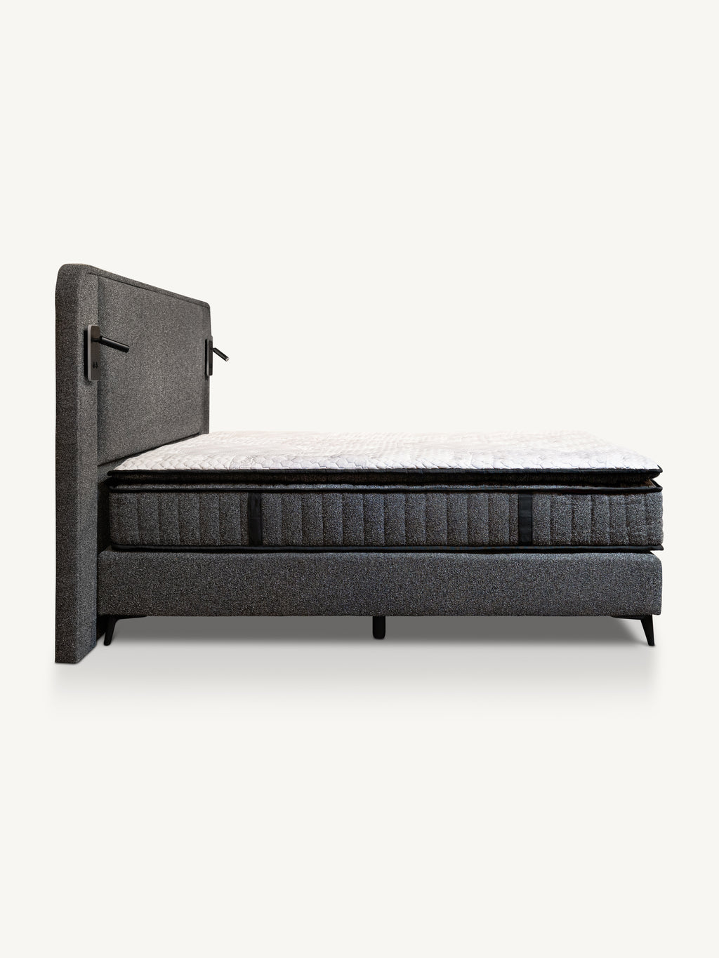 Boxspring EMPERIAL w/lights 160x200cm charcoal