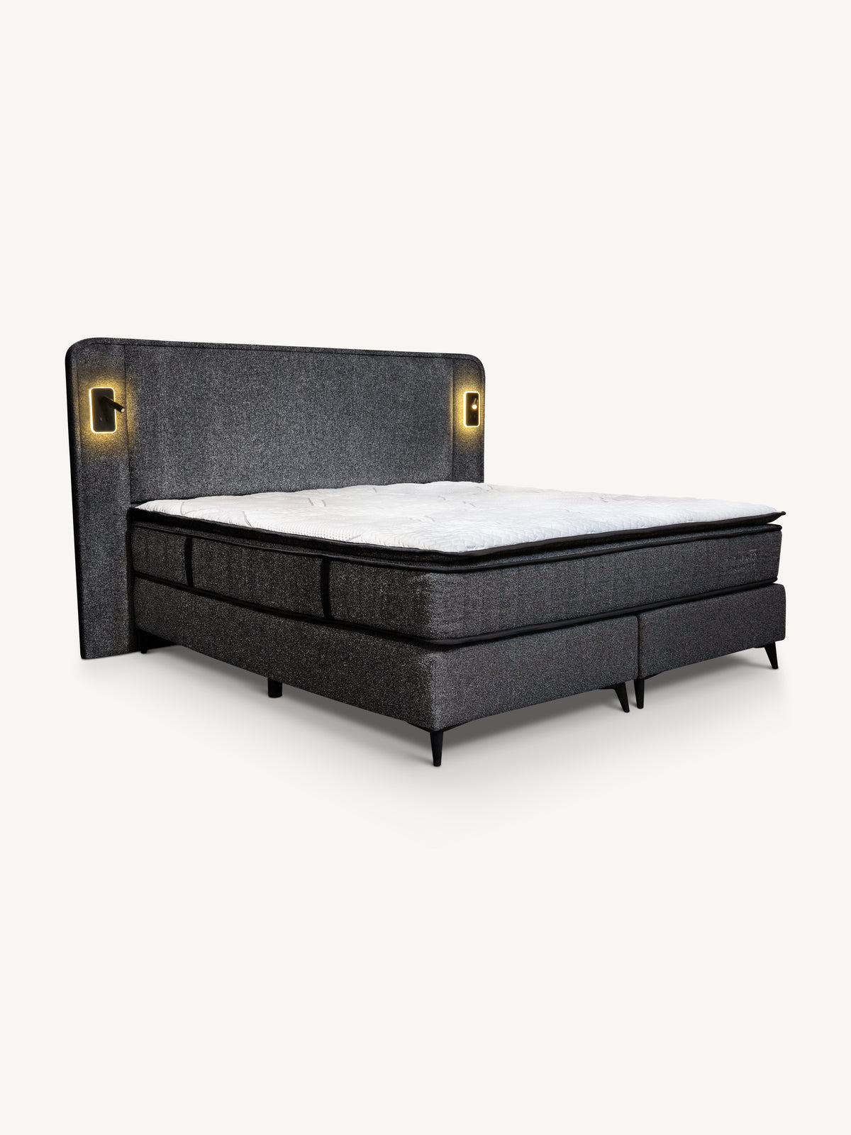 Boxspring EMPERIAL w/lights 180x200cm charcoal