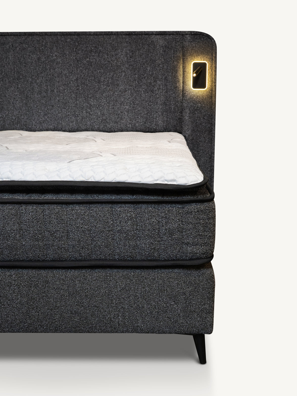 Boxspring EMPERIAL w/lights 180x200cm charcoal