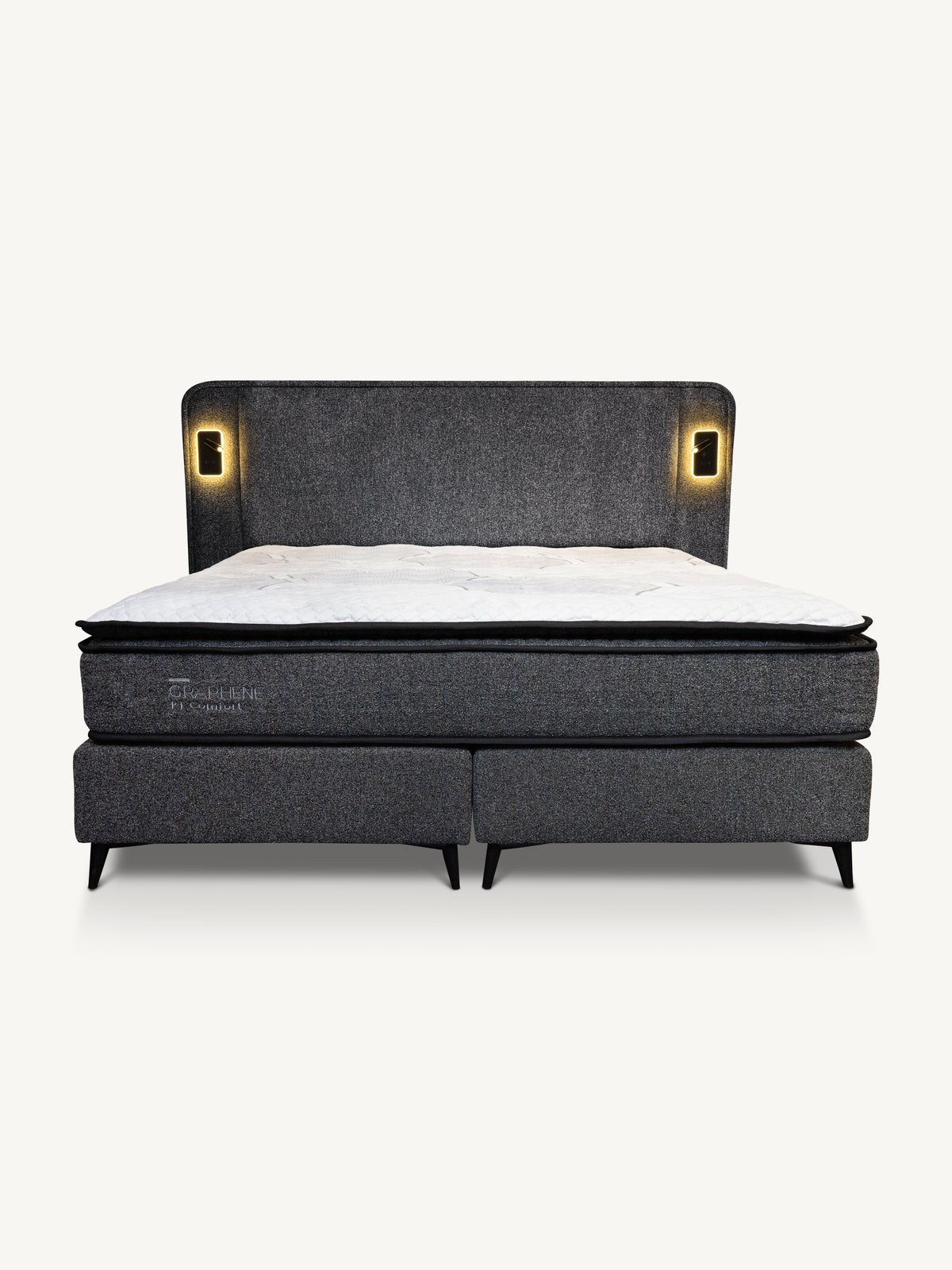 Boxspring EMPERIAL w/lights 200x200cm charcoal