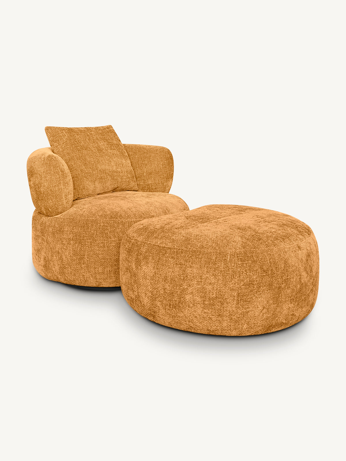 Swivel chair w/ottoman CELINE 97x96x73cm honey