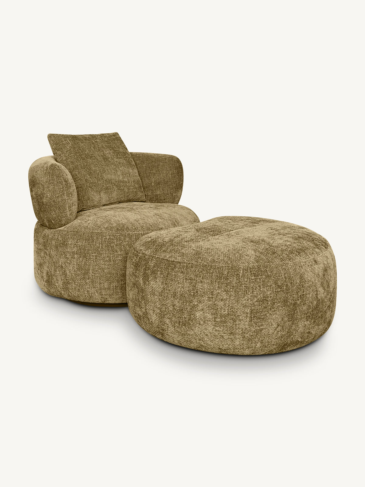 Swivel chair w/ottoman CELINE 97x96x73cm soft green