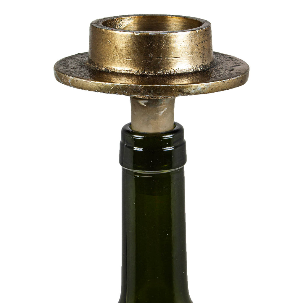 Bottle stopper candle t-light ALU RAW/ANT. GOLD 9x9x9